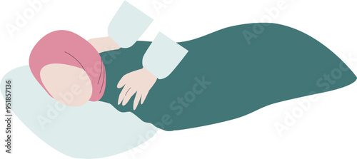 Muslim woman getting a back massage Cartoon