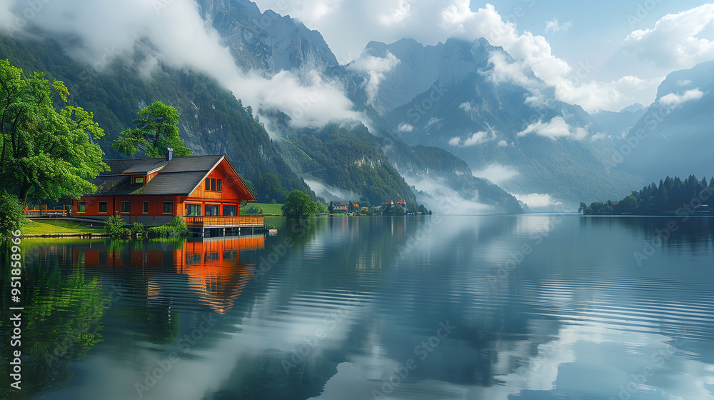 Fototapeta premium Photograph of the Most Beautiful Place in the World: Capturing Majestic Scenery, Perfect for Travel, Nature, and Scenic Landscape Photography