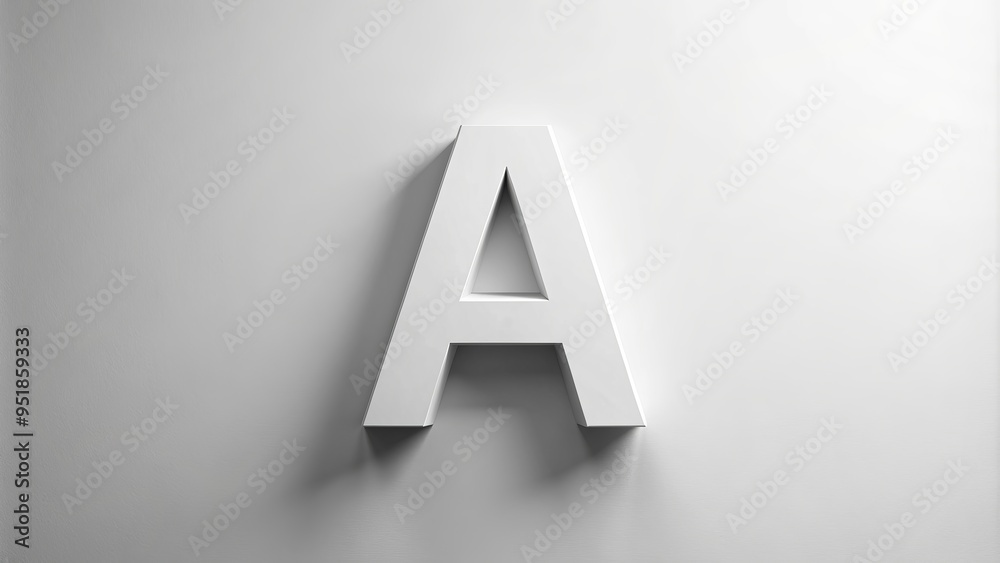 White Letter A on a White Background, 3D Render, Minimalist Design, Geometric, White Background, Letter, Minimalism White Letter A on a White Background, 3D Render, Minimalist Design, Geometric, White Background, Letter, Minimalism