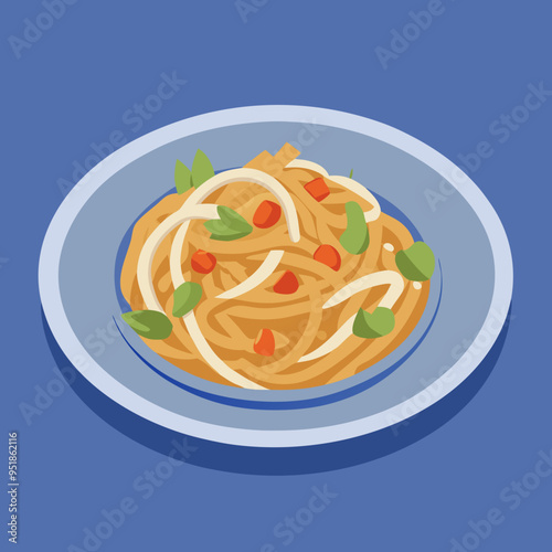 Pad Thai Illustration Vector - Perfect for Recipes and Culinary Projects