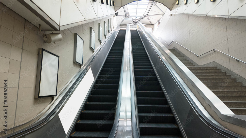escalator staircase up down business modern city architecture indoor subway mock up white advertisement sale airport station railway loading moving up travel shopping elevator outdoor futurist center escalator staircase up down business modern city architecture indoor subway mock up white advertisement sale airport station railway loading moving up travel shopping elevator outdoor futurist center