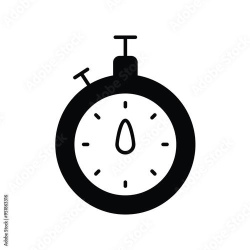 stopwatch glyph icon with white background vector stock illustration