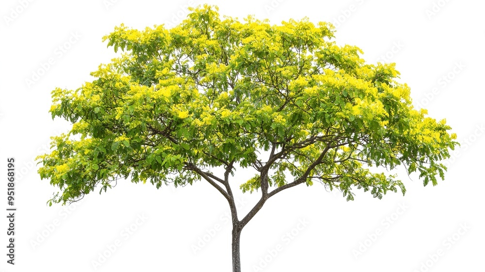 Blooming Maple Tree with Green Leaves and Yellow Flowers Isolated on White Background. Capturing the Vibrant Springtime Growth and Natural Beauty of a Maple Tree in Full Bloom. Blooming Maple Tree with Green Leaves and Yellow Flowers Isolated on White Background. Capturing the Vibrant Springtime Growth and Natural Beauty of a Maple Tree in Full Bloom.