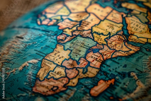 Wallpaper Mural Vintage globe showing africa with countries highlighted in different colors Torontodigital.ca