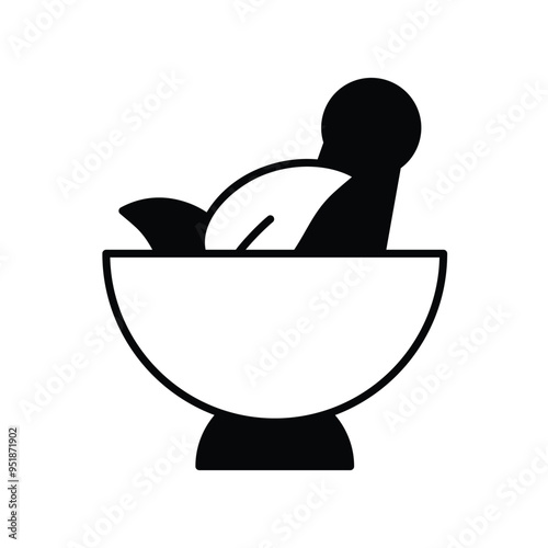 herbal glyph icon with white background vector stock illustration