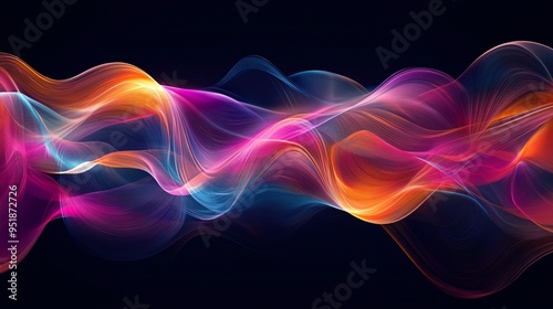 Abstract Digital Signature Composed of Colorful Flowing