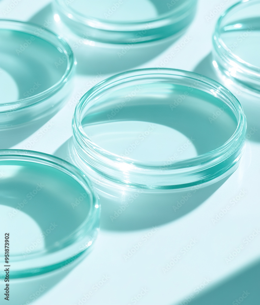 Close-up of gel serum in Petri dishes Close-up of gel serum in Petri dishes