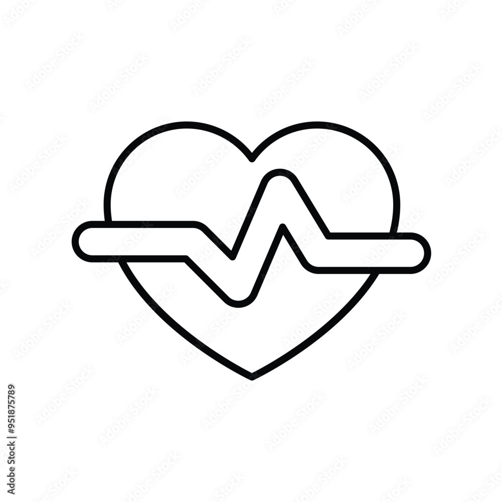 heart beating line icon with white background vector stock illustration