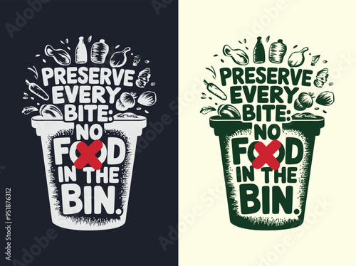 Minimalist 'Save Food, Stop Waste' T-Shirt Design for Environmental Impact