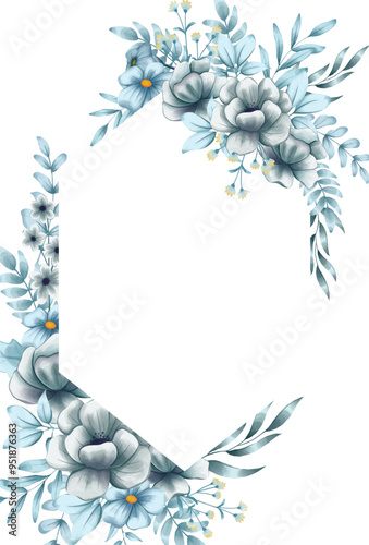 Blue Flower Arrangement Corner Frame