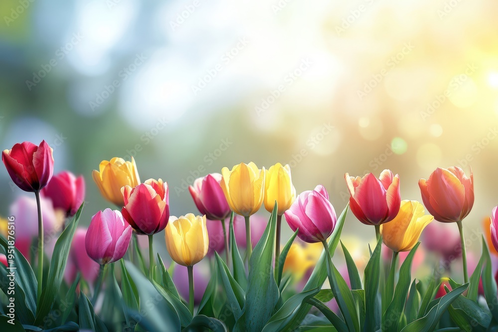 Vibrant Spring Flowers with Blurred Background Vibrant Spring Flowers with Blurred Background