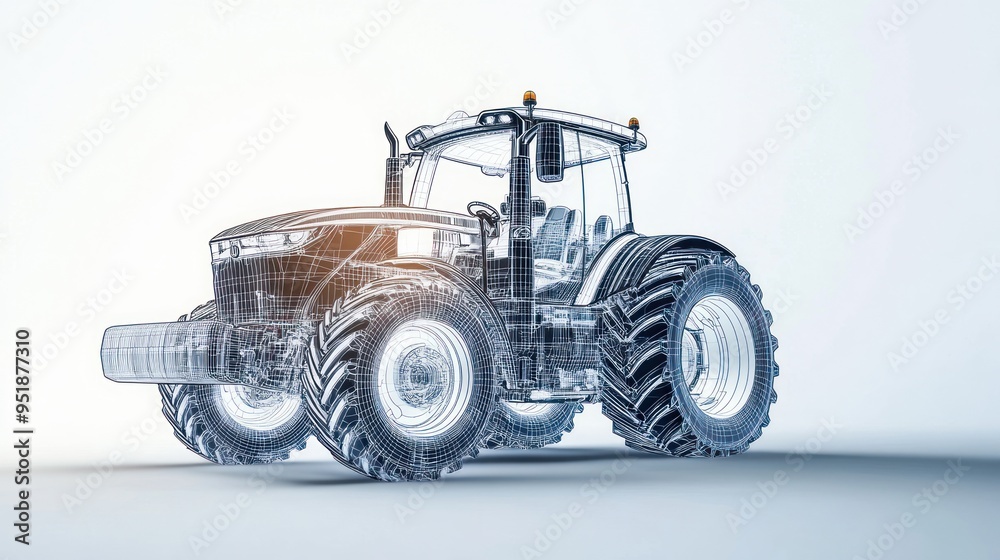 Obraz premium Wireframe Tractor Design