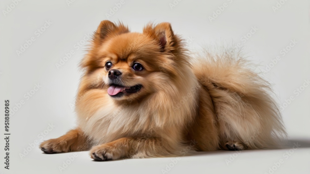 Pomeranian dog lying down, transparent background, great for pet marketing Pomeranian dog lying down, transparent background, great for pet marketing