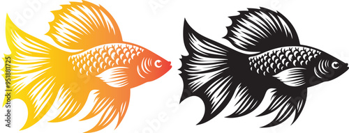 fish vector silhouette illustration design 
