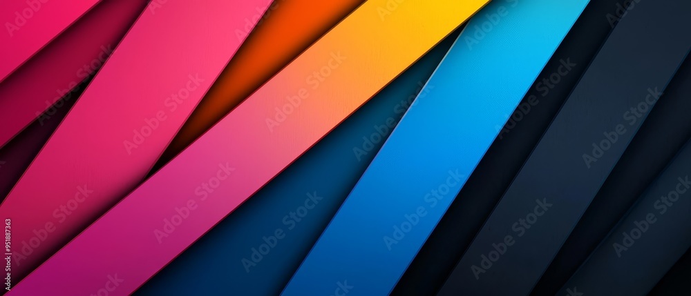 A tight shot of a multicolored backdrop featuring overlapping hues, against a uniformly black background Three distinct vertical stripes in red, yellow, and blue are prominently A tight shot of a multicolored backdrop featuring overlapping hues, against a uniformly black background Three distinct vertical stripes in red, yellow, and blue are prominently