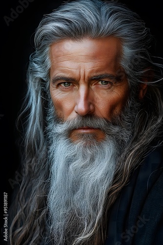 Epic Fantasy Portrait with Beard and Cinematic Lighting.