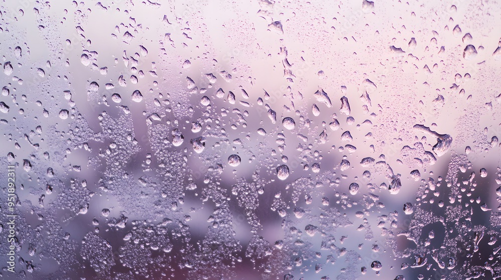 Raindrops on Glass Reflecting a Pink Twilight Sky Raindrops on Glass Reflecting a Pink Twilight Sky