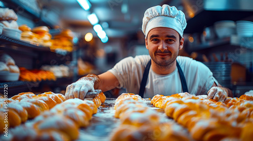 baker with bread photo