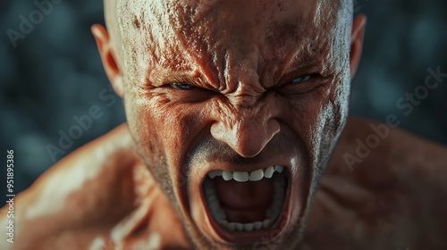 For Angry Person Screaming with Bald Head and Intense Emotion