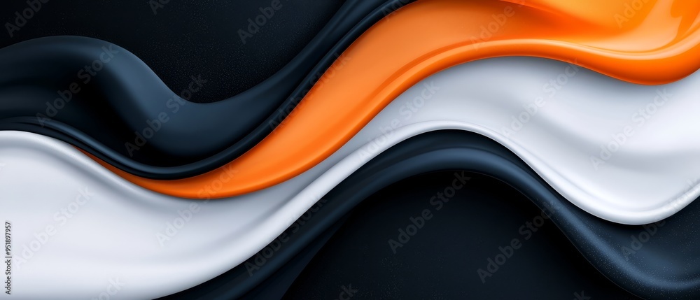 A black-and-white backdrop features an orange and white wave on the left side Contrastingly, the right side consists of an all-black background with an identical orange and A black-and-white backdrop features an orange and white wave on the left side Contrastingly, the right side consists of an all-black background with an identical orange and