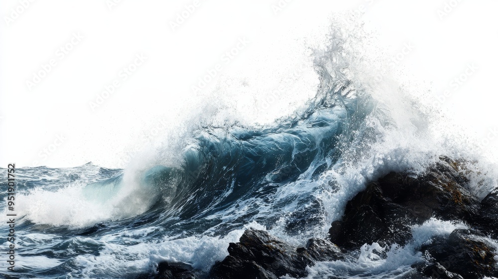 Ocean Wave Crashing on Rocks. Ocean Wave Crashing on Rocks.