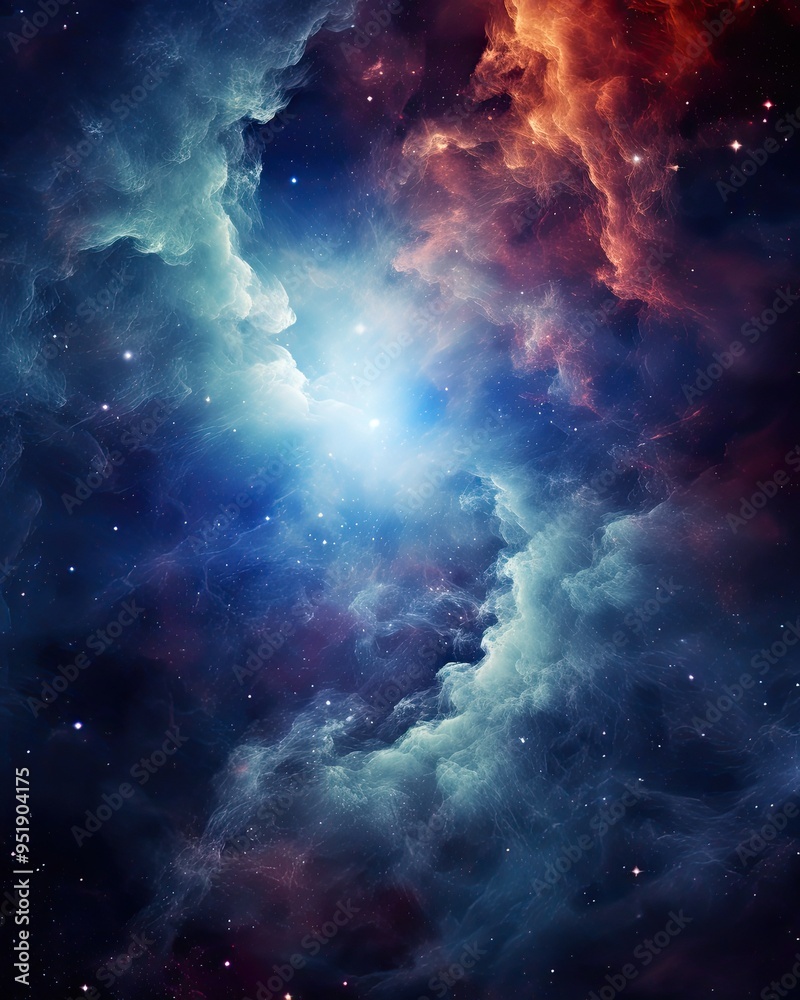 Fototapeta premium Nebula and galaxies in space abstract cosmos background