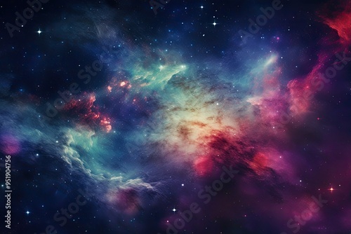 Nebula and galaxies in space abstract cosmos background