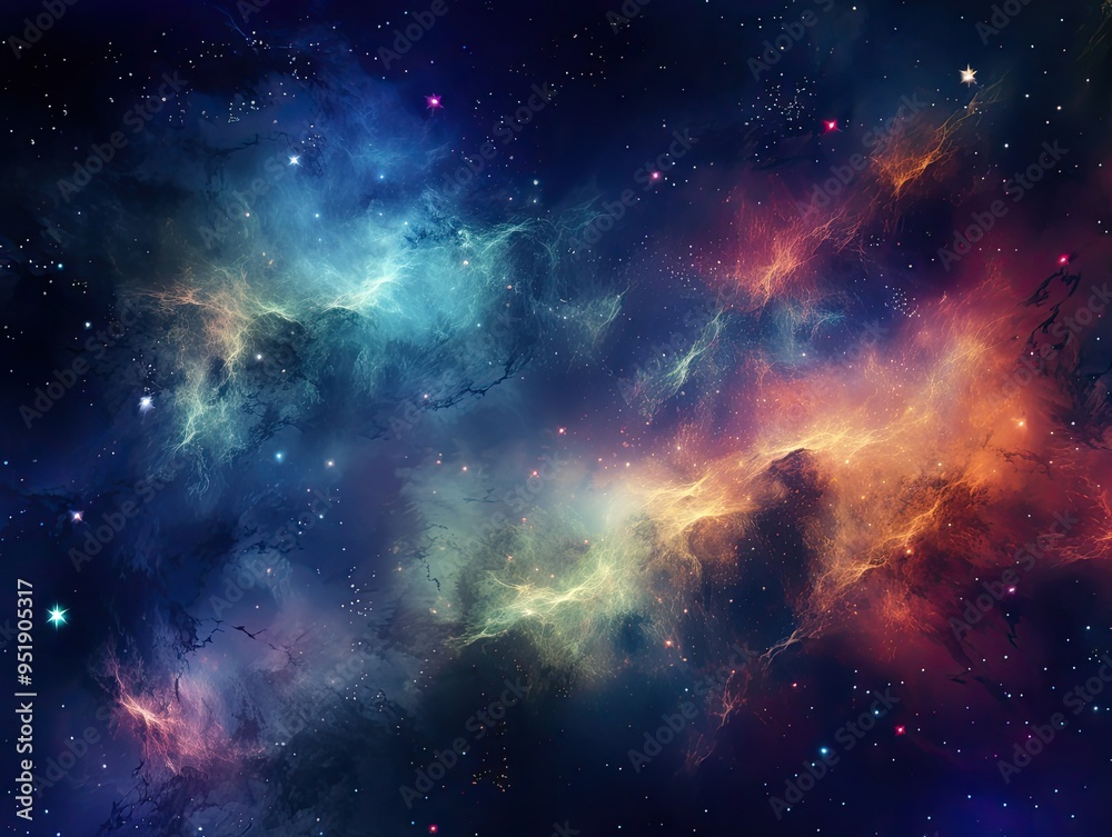 Naklejka premium Nebula and galaxies in space abstract cosmos background