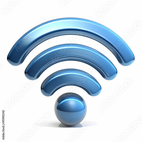 a 3d representation of WIFI waves isolated on white background