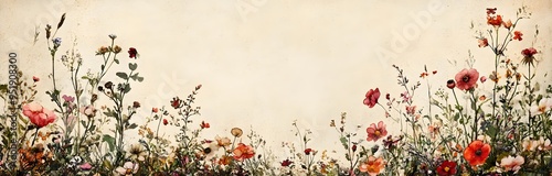 Pretty Flower Design on Old Fashioned Paper