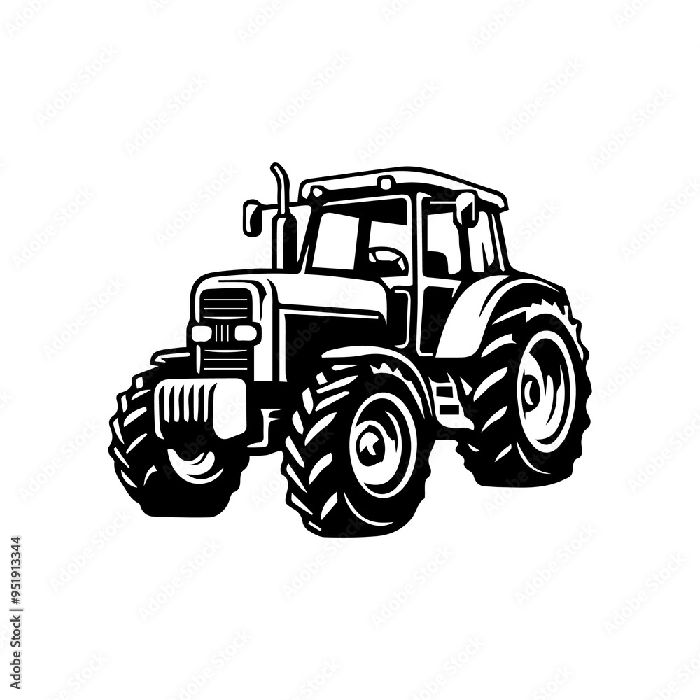 Obraz premium Red Tractor in Sunny Countryside Field