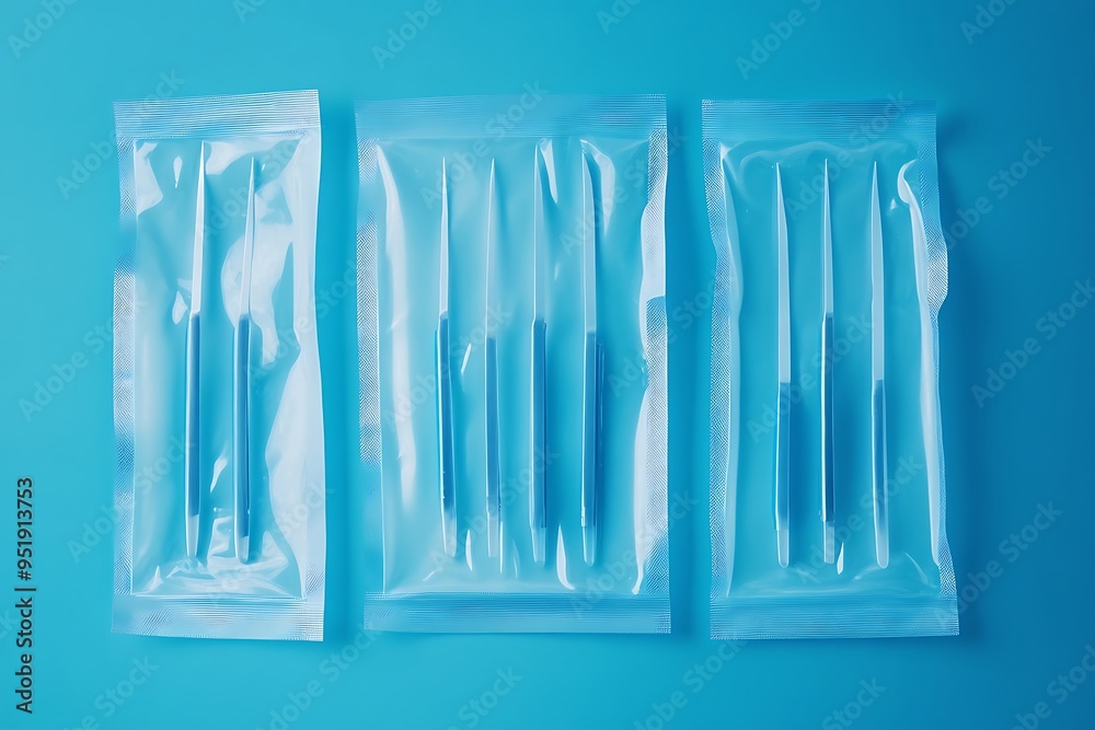 Three Sealed Plastic Bags Containing Surgical Tools Three Sealed Plastic Bags Containing Surgical Tools