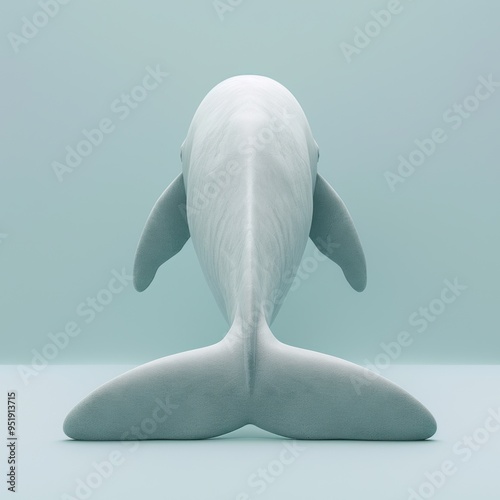 Medium shot of back view Dolphin, isolated on a light solid color background 