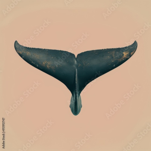 Medium shot of back view Shark, isolated on a light solid color background 