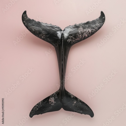 Medium shot of back view Shark, isolated on a light solid color background 