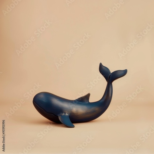 Medium shot of back view Shark, isolated on a light solid color background 