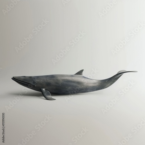 Medium shot of back view Shark, isolated on a light solid color background 