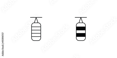 punching bag set icon with white background vector stock illustration