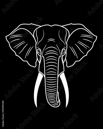 Elephant head minimalist line art illustration photo