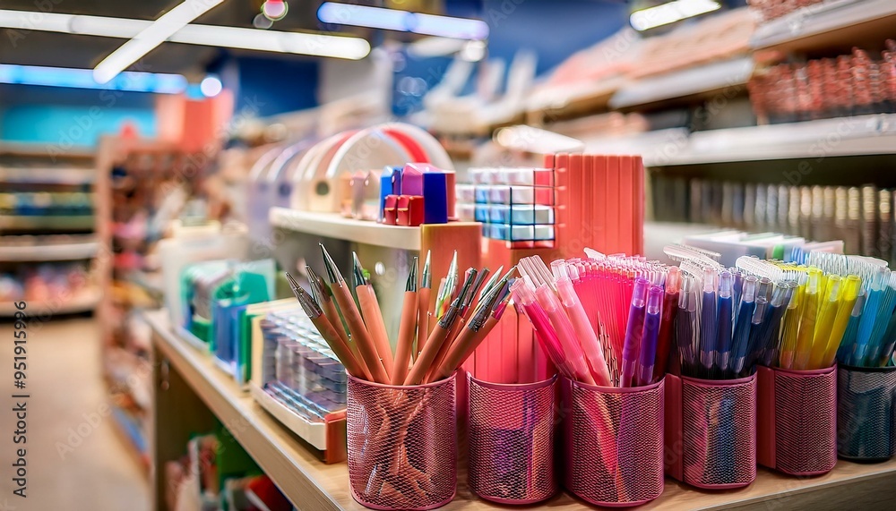 Fototapeta premium Assorted stationery items in a shop
