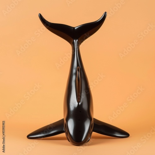 Medium shot of back view Shark, isolated on a light solid color background 