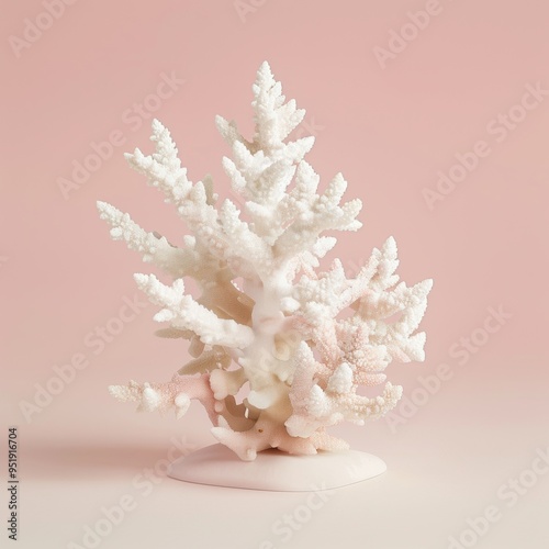 Medium shot of Staghorn Coral, isolated on a light solid color background 