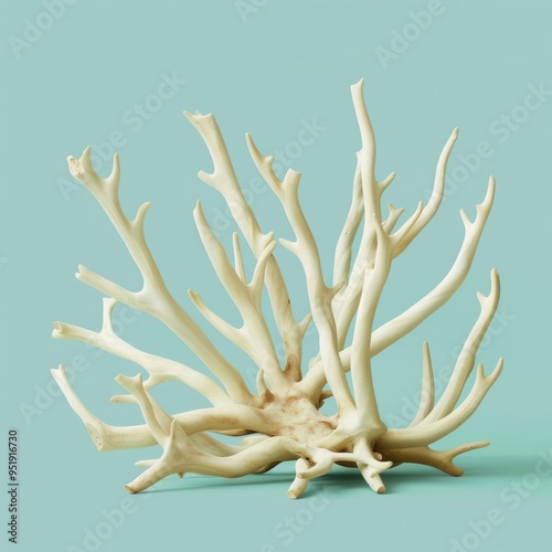 Medium shot of Staghorn Coral, isolated on a light solid color background 