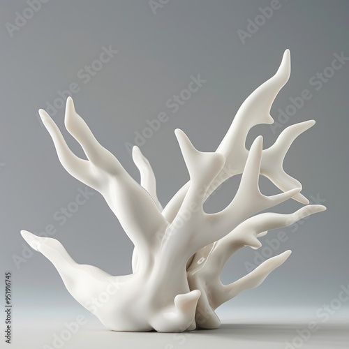 Medium shot of Staghorn Coral, isolated on a light solid color background 