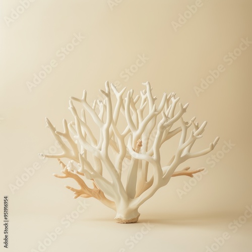 Medium shot of Staghorn Coral, isolated on a light solid color background 