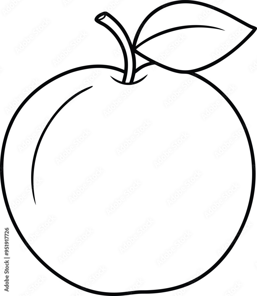 One-line drawing of a peach with leaf showcasing minimalist beauty and natural grace
