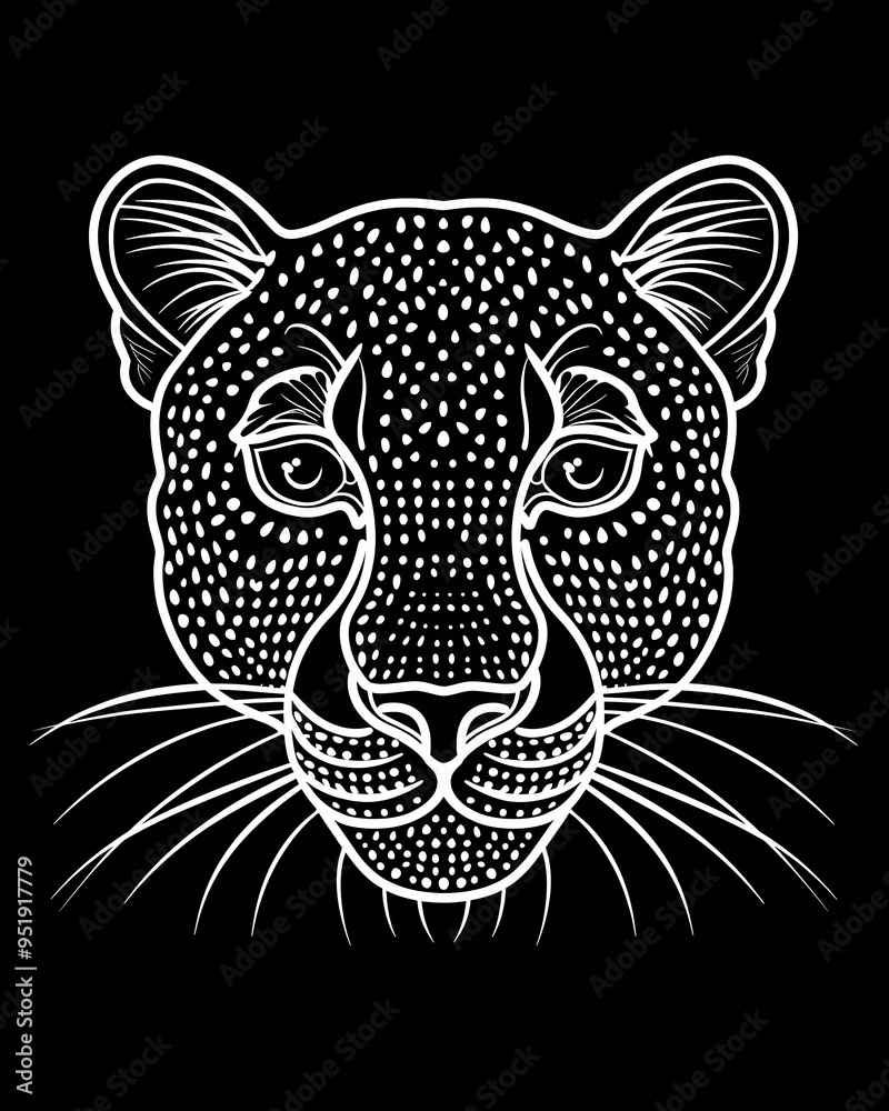 Obraz premium Leopard head minimalist line art illustration