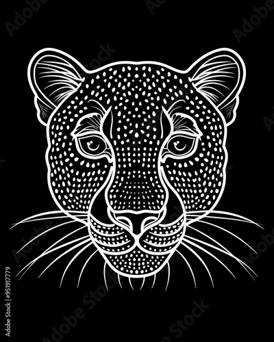 Leopard head minimalist line art illustration photo