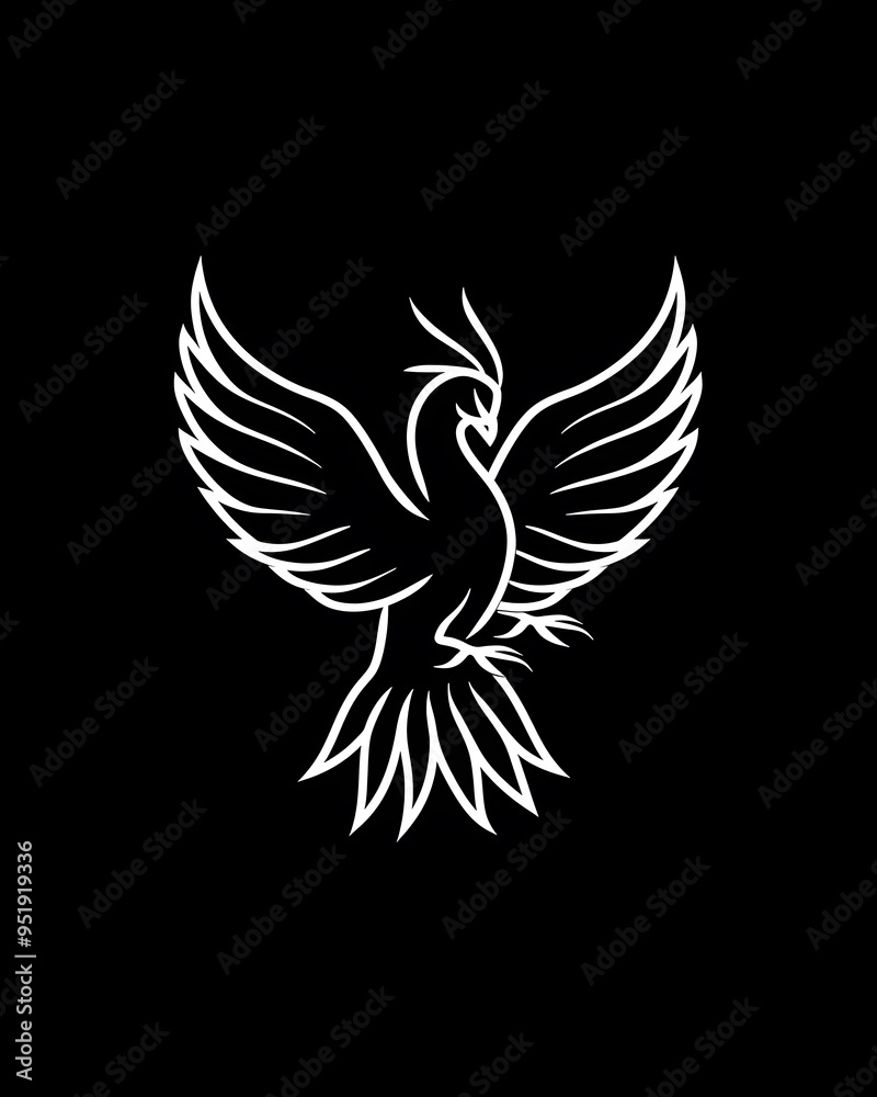 Fototapeta premium Phoenix minimalist line art illustration