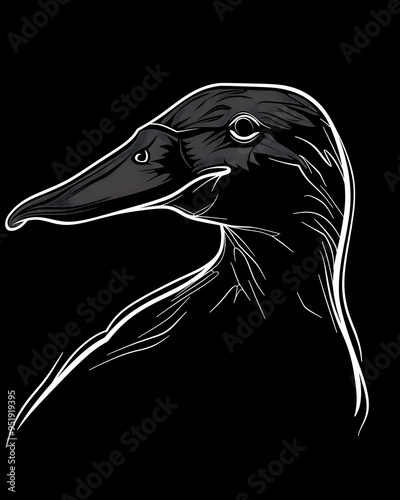 Platypus head minimalist line art illustration photo